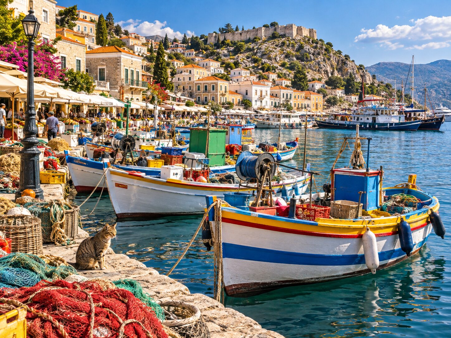 Painted Fishing Boats colourful online jigsaw puzzle