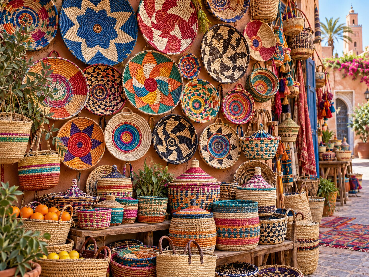 Woven Baskets Rainbow colourful online jigsaw puzzle