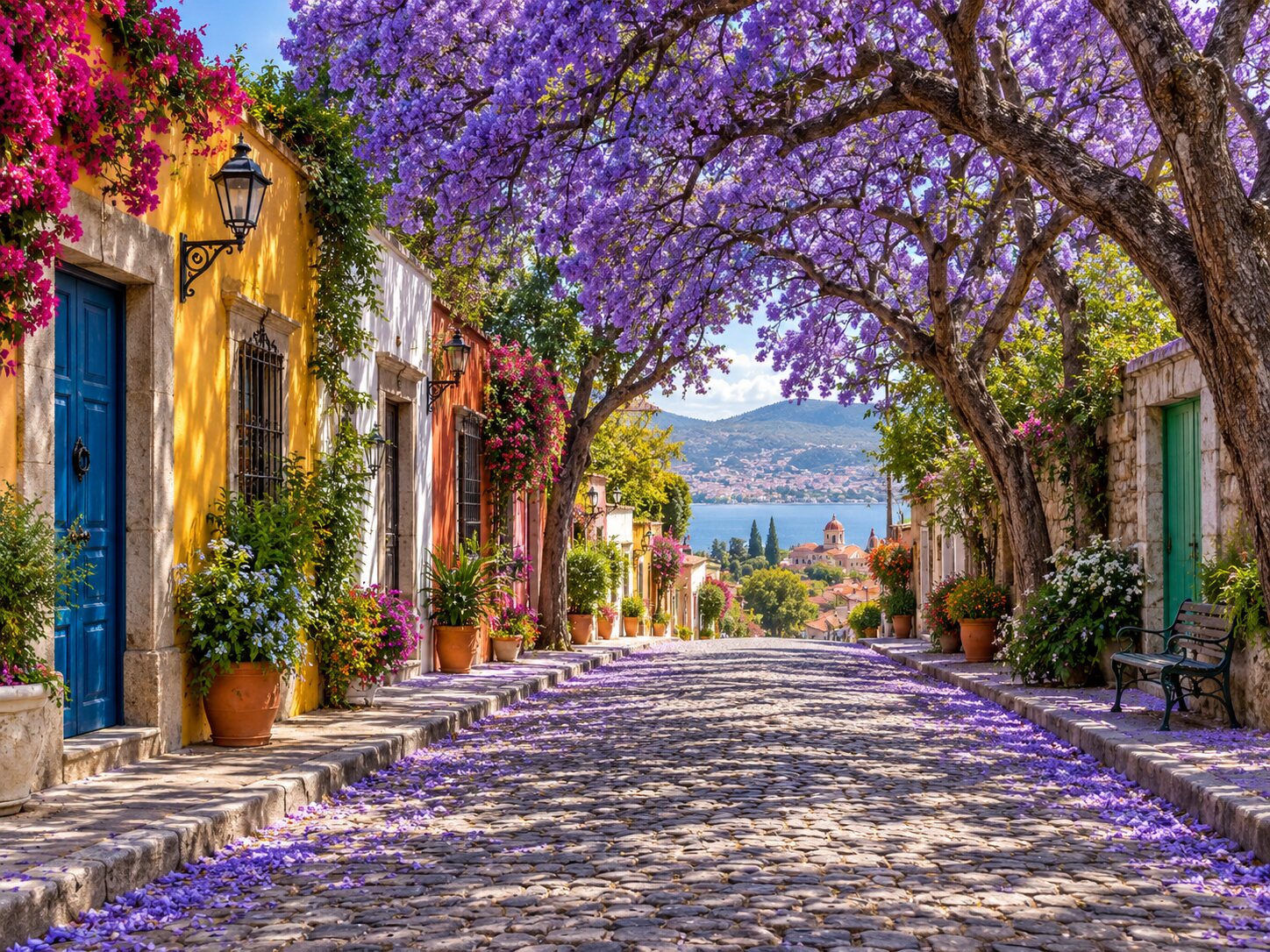 Jacaranda Street colourful online jigsaw puzzle