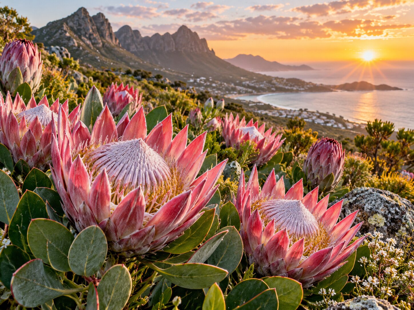 Proteas Sunrise colourful online jigsaw puzzle