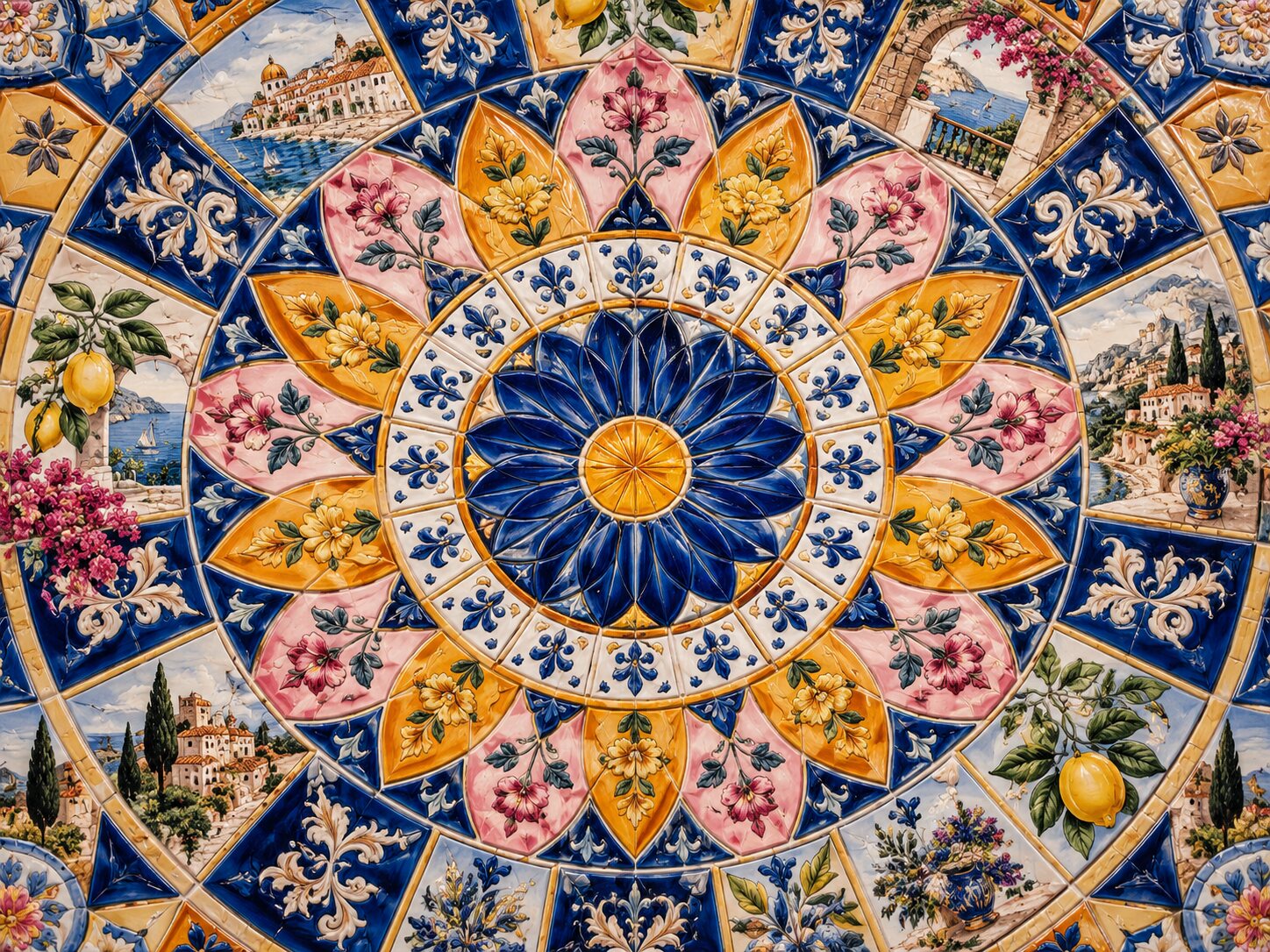 Painted Mandala Tiles colourful online jigsaw puzzle