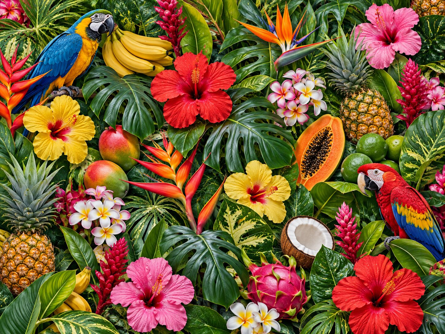 Tropical Leaf Pattern colourful online jigsaw puzzle