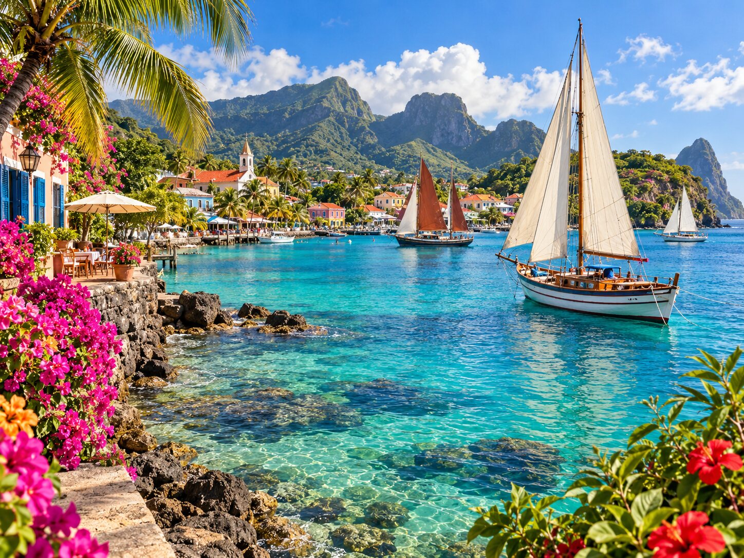 Zanzibar Turquoise Boats colourful online jigsaw puzzle